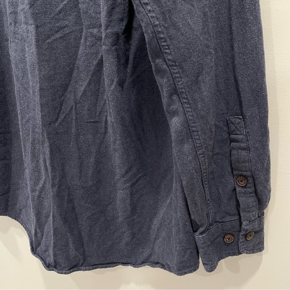 Duluth Trading Co Long Sleeve Navy Blue Trim Fit Button Down Shirt Large Cotton - Picture 4 of 6